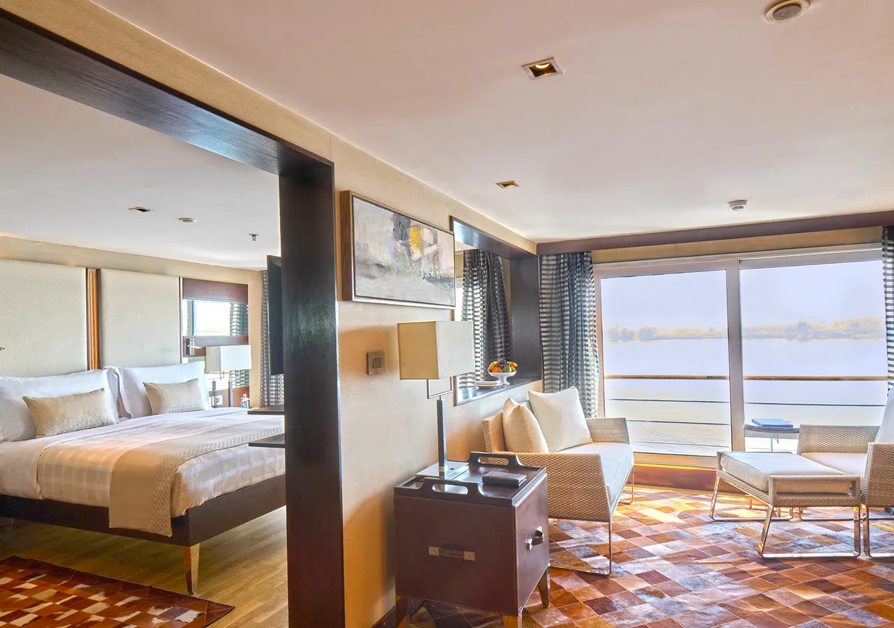 Cabin aboard the The Oberoi Philae, Luxury Nile Cruiser Nile cruise